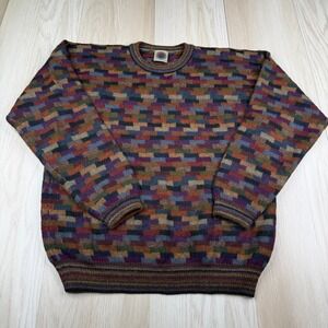 VTG Millma Bolivia Mens Multicolor Long Sleeve Alpaca Handloomed Sweater Size S